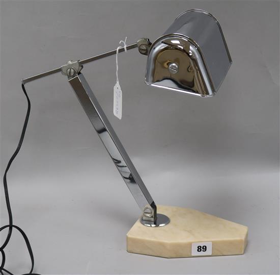 An Art Deco chrome desk lamp, signed Fare on base